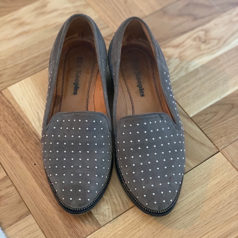 The Kooples Gray Suede Studded Flat